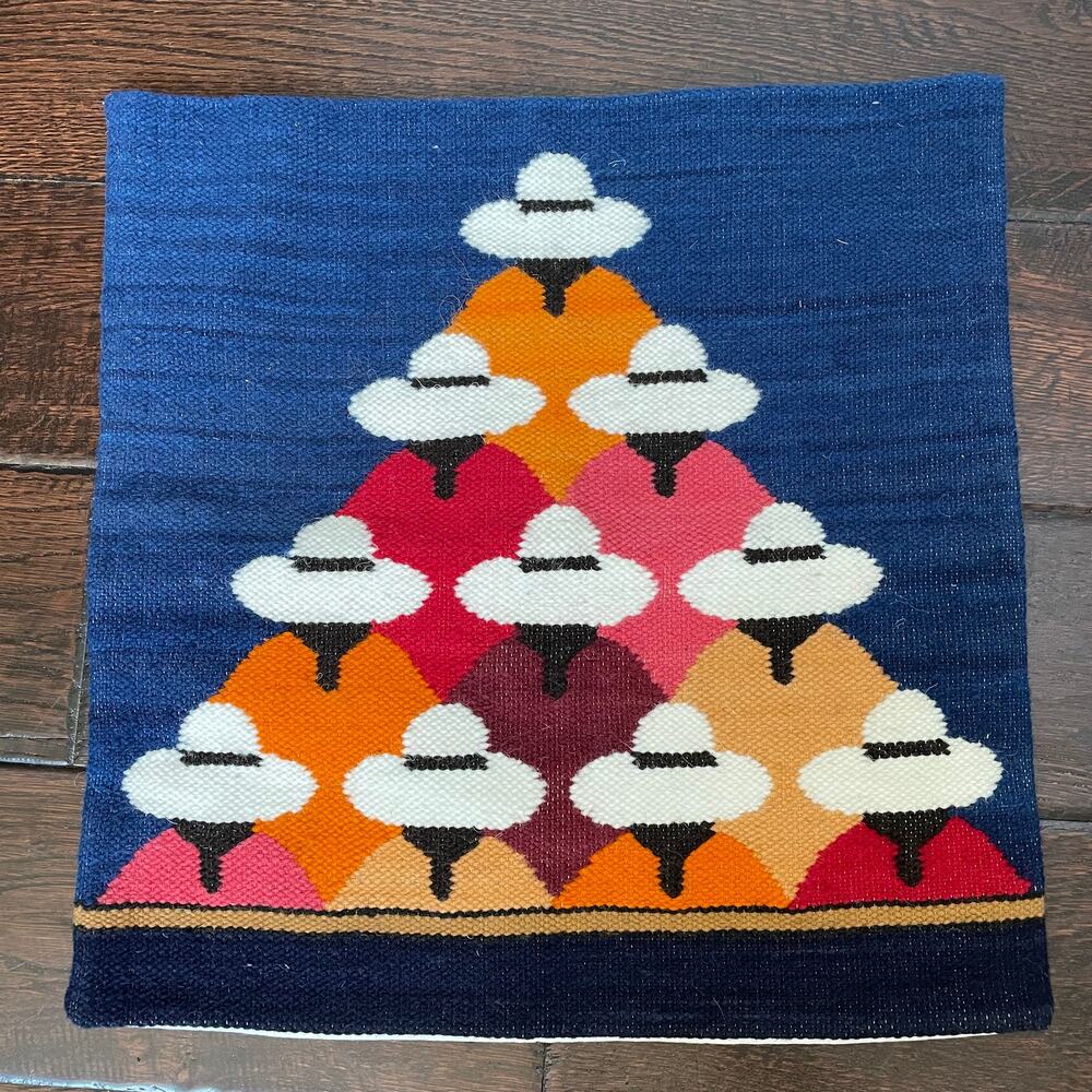 Ecuador Hand Woven Wool Art Tapestry Pillow Cover Only Andean Peru Textile VTG